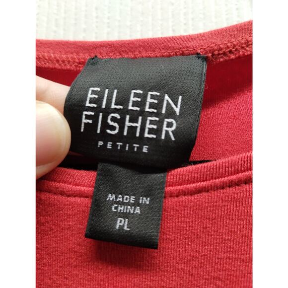 Eileen Fisher Size Petite Large PL Red Jersey Stretch Long Sleeve Round Neck Top - Picture 3 of 4